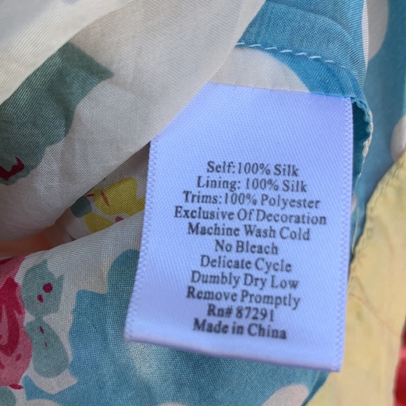 JOHNNY WAS Mixed Silk Print Floral Embroidered V-Neck Dress S - Picture 9 of 10